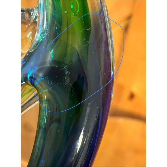 Diamond Star Corp Murano Style Hand Blown Art Glass 2 People Green Blue Eternal - Picture 9 of 9